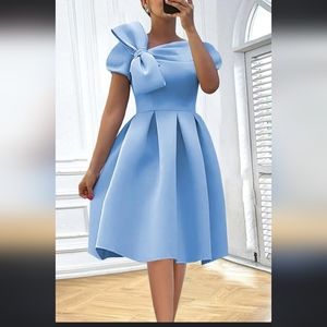 Shoulder Bow Midi Dress